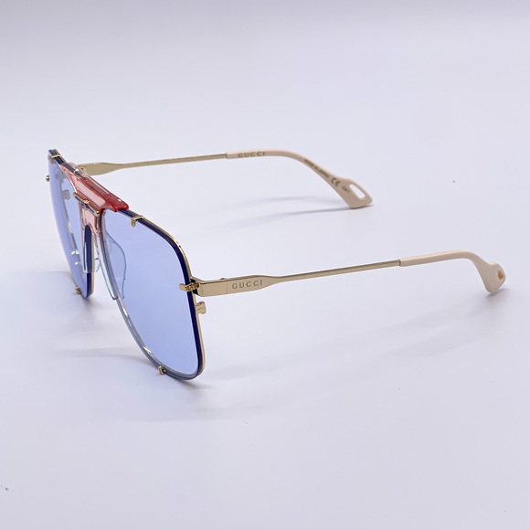 NEW GUCCI GG0739S 005 UNISEX PILOT FRAME SUNGLASSES GUCCI GG0739S BLUE - Picture 5 of 12